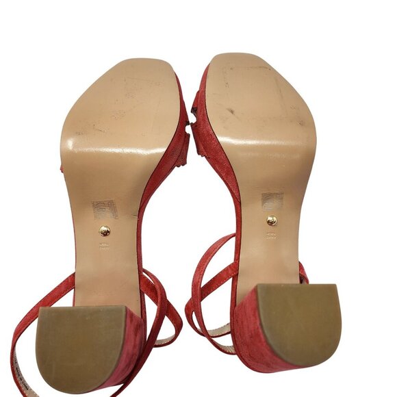 Pelle Moda Ansel Red Ankle Strap Suede Heels, Women's 10 - Picture 6 of 10